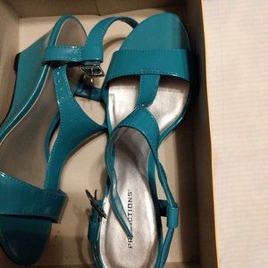 Teal Wedge Sandal